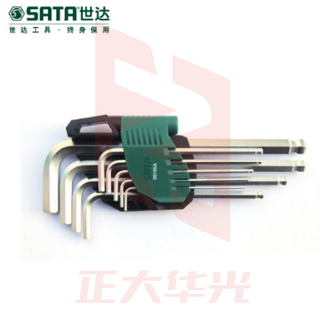 世达(SATA)9件套铬钒钢加长球头内六角扳手  09105A