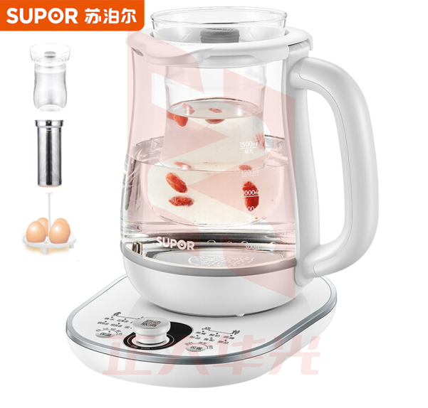 苏泊尔(SUPOR)SW-15YJ69 养生壶 多功能加厚玻璃煮茶器 1.5L 电水壶电热水壶绿茶壶茶叶 带滤网燕窝炖盅XTGM202307021301316