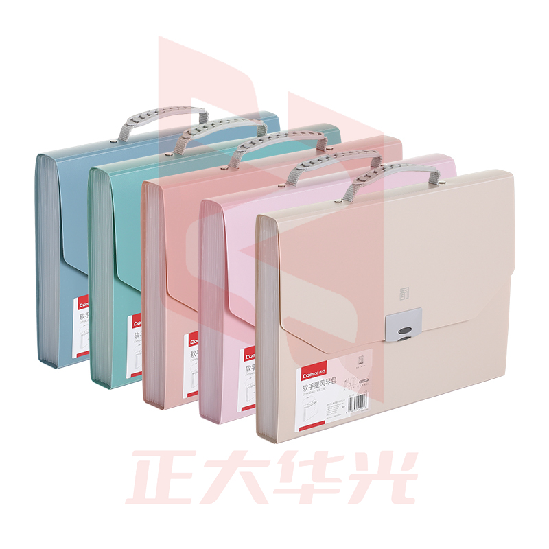 齐心 A6198 颜选莫兰迪软手提风琴包 A4 13格(颜色备注)XTGM05231601403753