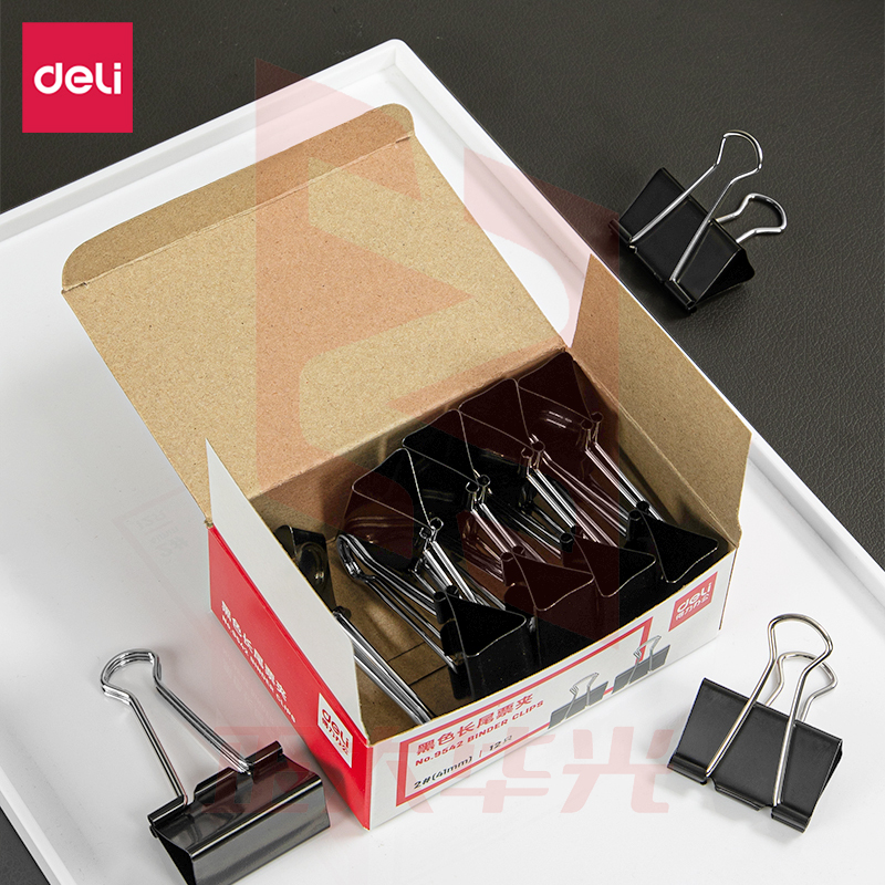 得力9542-2#长尾票夹41mm盒装(黑)(12只/盒)XTGM02210926308164
