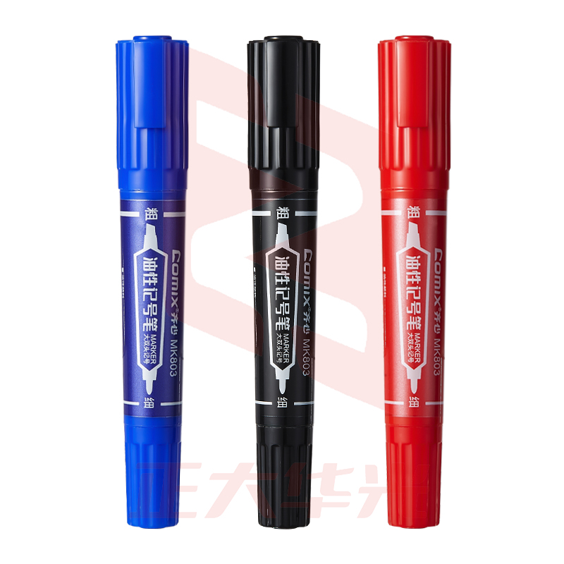 齐心 MK803 记号笔2.0mm和6.0mm 大双头(红黑蓝颜色备注)  XTGM02020835165450