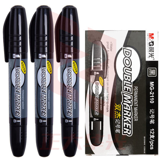 晨光(M&G)文具红色油性双头粗杆记号笔 12支/盒MG2110   XTGM01280925127861