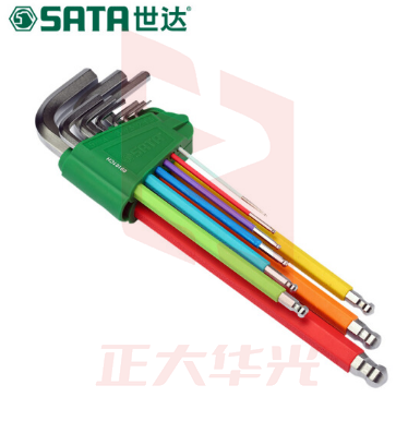 世达(SATA)彩虹系列9件特长球头内六角扳手组套  09101CH