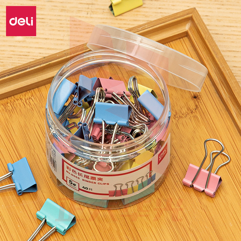 得力8555-5#彩色长尾票夹19mm(筒装)(混)(40只/筒)XTGM02201544012922