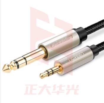 绿联 UGREEN 音频线 40804 音频线 AV127 2m 3.5转6.5 公对公 (黑色) XTGM202302111315571
