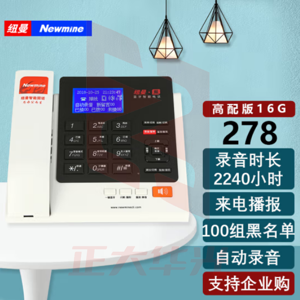 纽曼(Newmine)HL2008TSD-278(R)录音2240小时 自动录音电话机座机 商务固定电话黑名单防骚扰 (XTGM202308161320090)