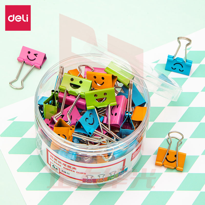 得力8486微笑长尾票夹筒装(混)(48只/筒)XTGM02200943418761