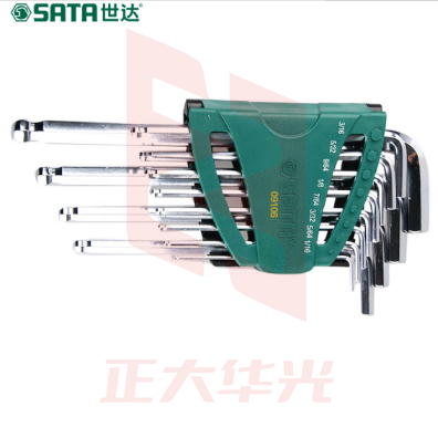 世达(SATA)12件英制加长球头内六角扳手组套货号09106