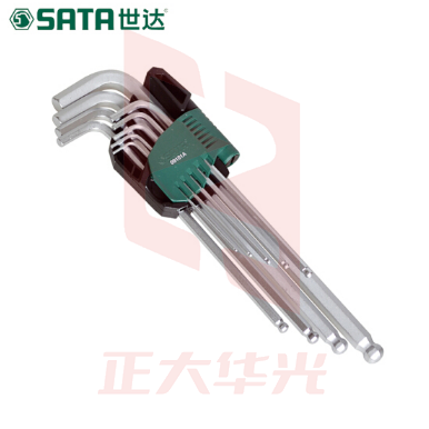 世达(SATA)9件套铬钒钢特长球头内六角扳手   09101A