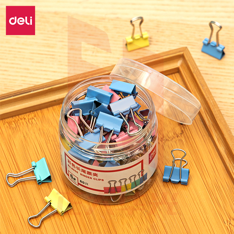 得力8556-6#彩色长尾票夹15mm(筒装)(混)(60只/筒)XTGM02201555516727