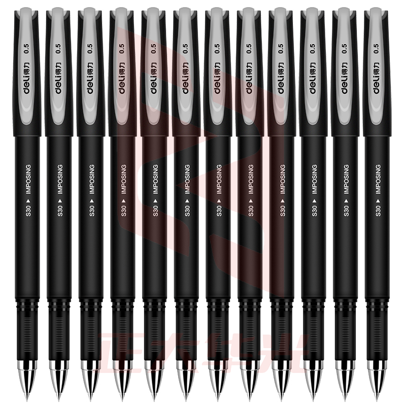 得力S30中性笔0.5mm子弹头(黑)(12支/盒)XTGM04121222173920