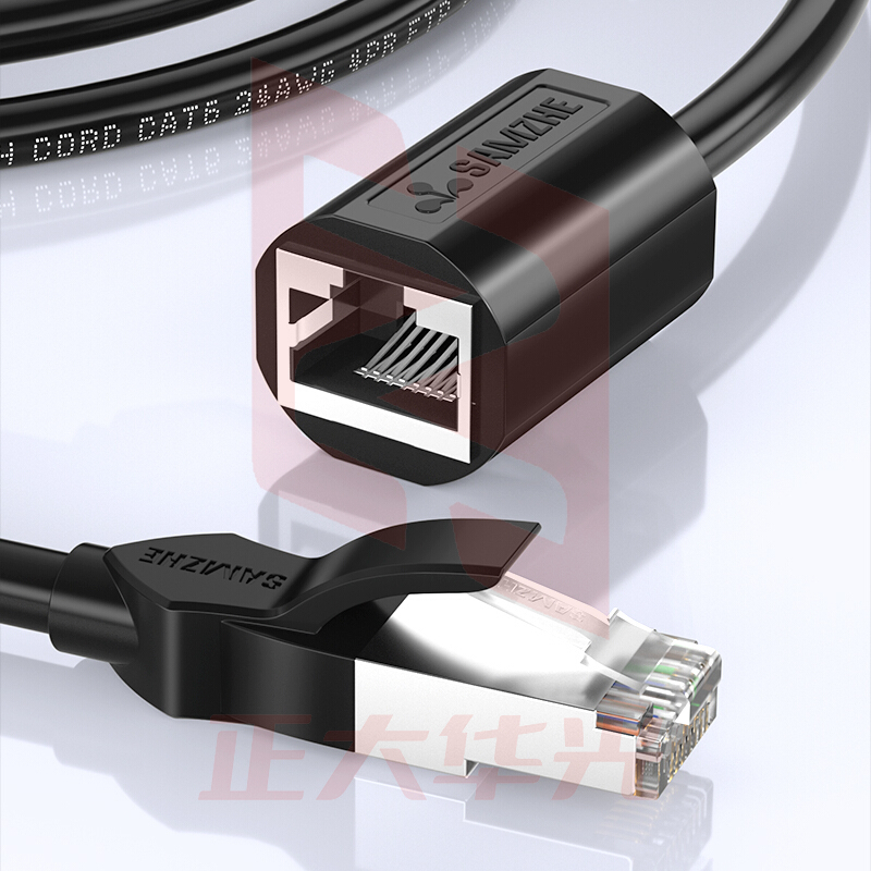 山泽(SAMZHE)605YC网线延长线RJ45电脑网络宽带延长接头6类纯铜公对母连接线网络连接器0.5米 黑色 (XTGM2023072308184814)