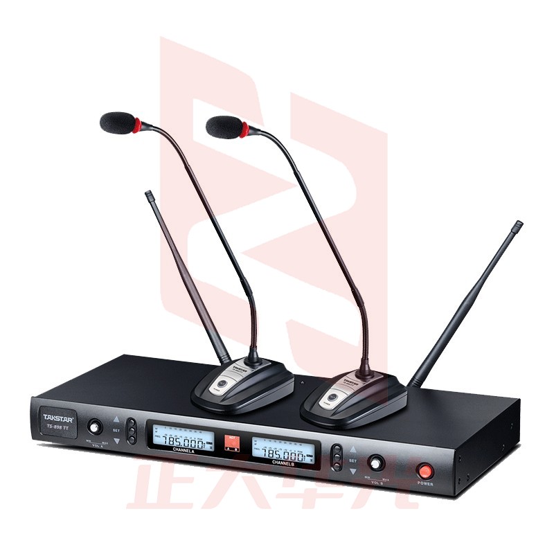 得胜(TAKSTAR)TS-898TT U段可调频一拖二无线话筒 专业演出会议主持麦克风 会议主持鹅颈话筒防啸叫 黑色    XTGM202307181506443