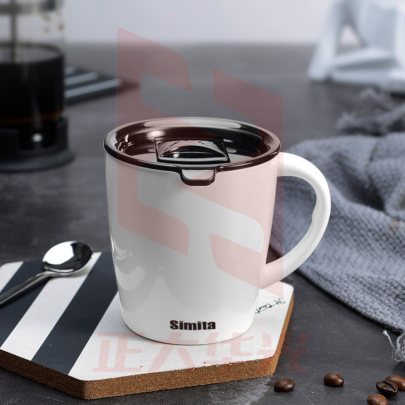 施密特Simita不锈钢马克杯咖啡杯带盖男女士学生简约文艺大容量喝水咖啡办公家用喝水杯子 白色  (XTGM202308111438090