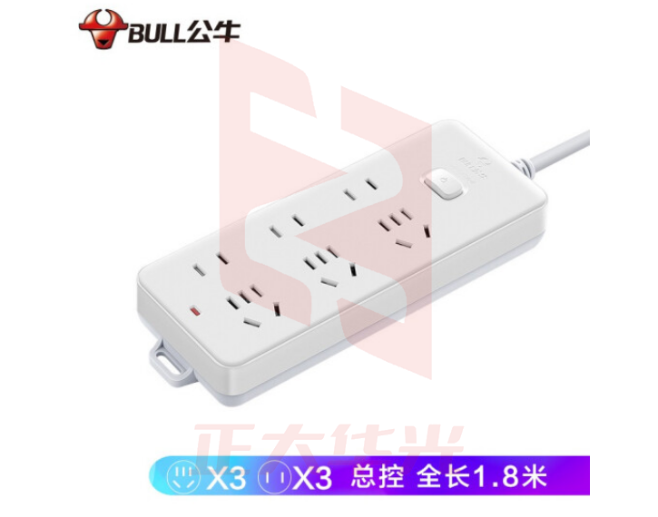 公牛(BULL)GN-402插座 6位总控1.8米   XTGM202307191352100