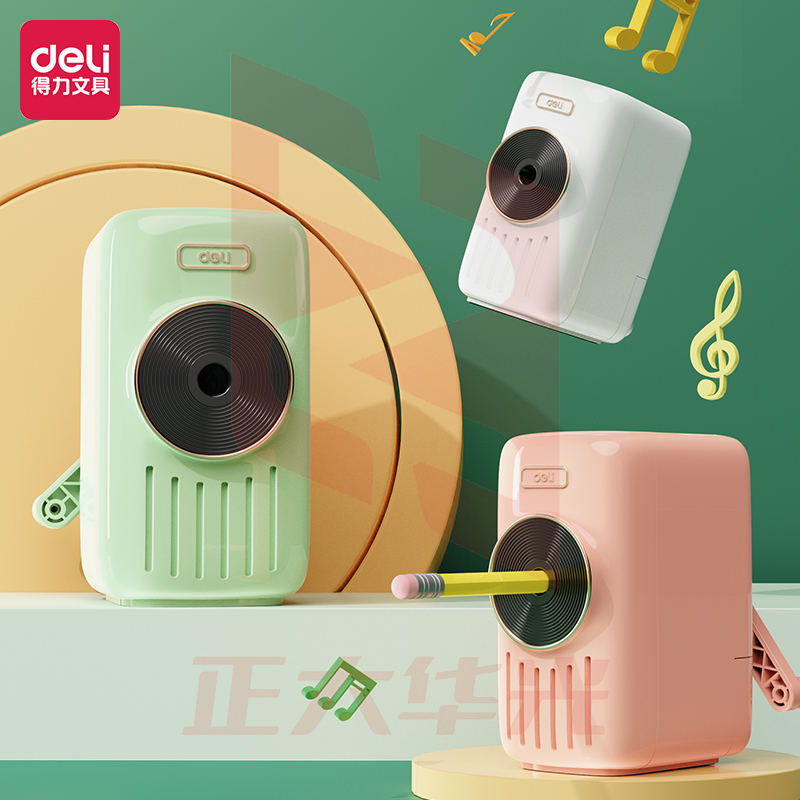 得力71165A源源得力音乐削笔机(白绿份，颜色备注)(盒)