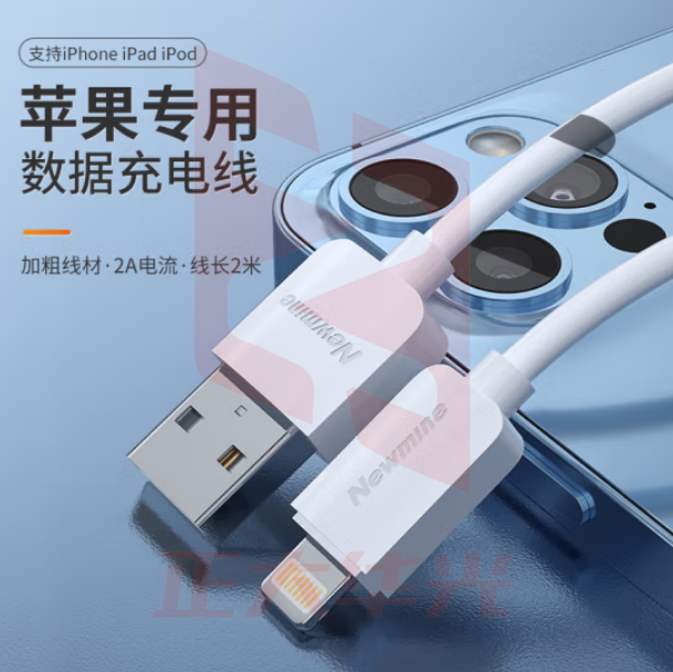 纽曼(Newmine)I702苹果数据线12/12pro/11/Xs Max/XR/X/SE手机快充充电器线USB电源线  2米白色XTGM2023081613071214
