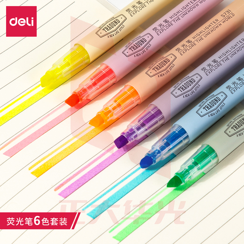 得力S624荧光笔(混)(6支/盒)XTGM04251350037362