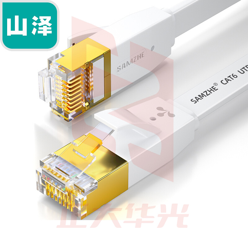山泽(SAMZHE)6400PBS六类扁平软线无氧铜千兆网络线镀金金属头超薄网线白色40米 (XTGM202307230818591)