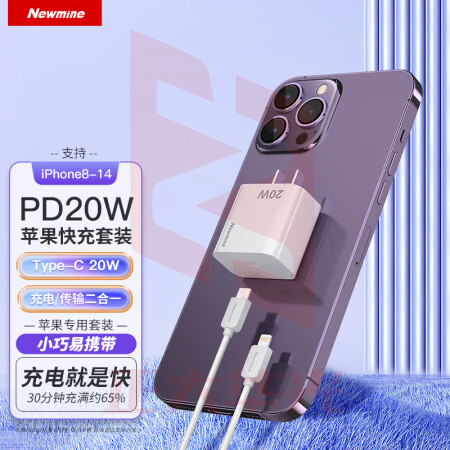纽曼(Newmine)CH-618苹果充电器快充20W套装iPhone14PD快充电器苹果充电线兼容18W充电头 适用苹果14-8系手机(XTGM2023081613233114)