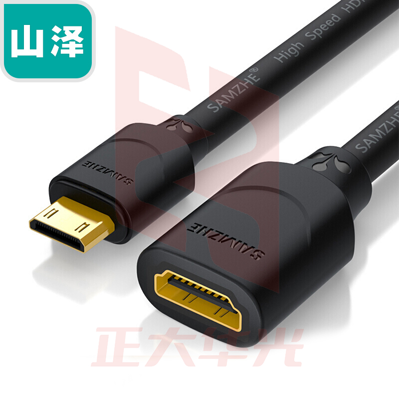 山泽SAMZHE)01MN9Mini HDMI转HDMI母迷你 HDMI 公对母转接头转换线连接线0.3米 黑色 (XTGM202307230819148)