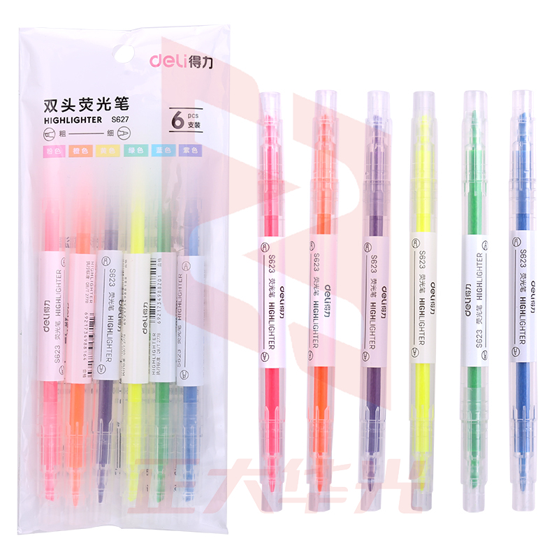 得力S627荧光笔套装(混)(6支/袋)XTGM04251402487937
