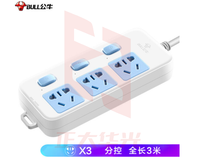 公牛(BULL)GN-314插座 3位分控3米	  XTGM202307191351589