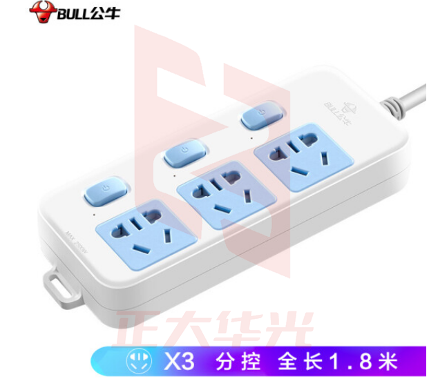 公牛(BULL)GN-314插座 3位分控1.8米    XTGM202307191351558