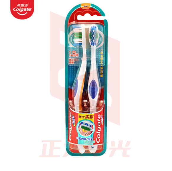 高露洁(Colgate)360°全面口腔清洁成人牙刷×2(软刷清洁舌苔 细菌倍减)  XTGM2023062115335610