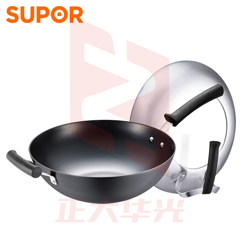 苏泊尔FC32Z1 臻铁真不锈铸铁炒锅 大视窗(有副把手)32CM    XTGM202307021324570