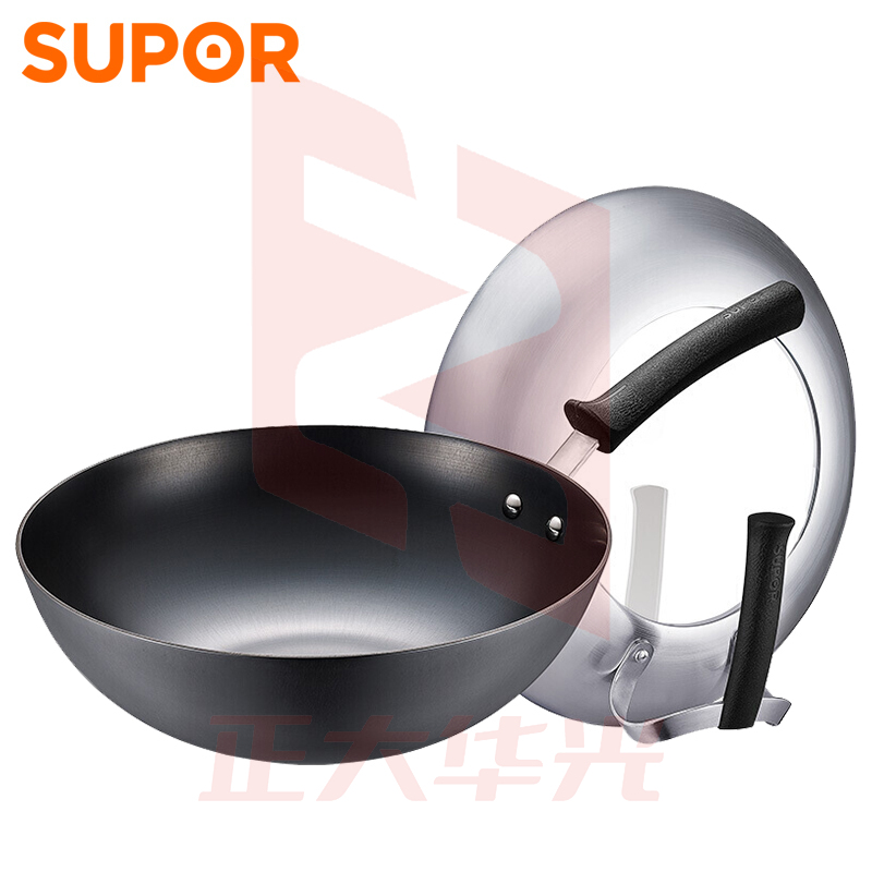 苏泊尔FC30Z1 臻铁真不锈铸铁炒锅 大视窗(无副把手)30CM    XTGM202307021324592