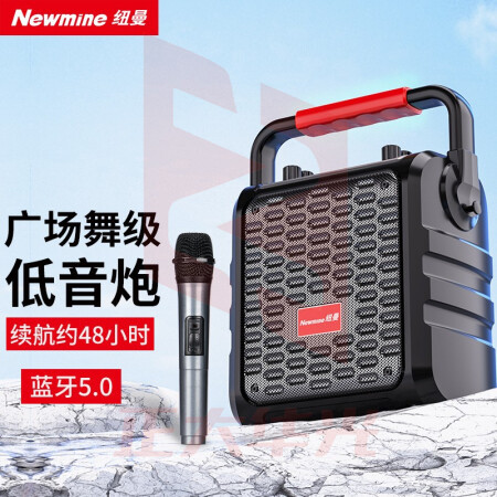 纽曼(Newmine)k77无线蓝牙音箱 户外大音量广场舞音响内置声卡 手提便携式摆摊喇叭收钱码语音扩音收音 带单话筒+遥控器 黑色 XTGM202308161304336