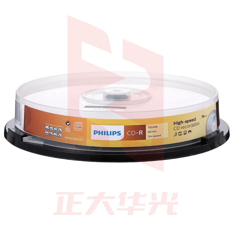 飞利浦 PHILIPS 可擦写光盘 CD-R  10片/筒  XTGM202305181011190