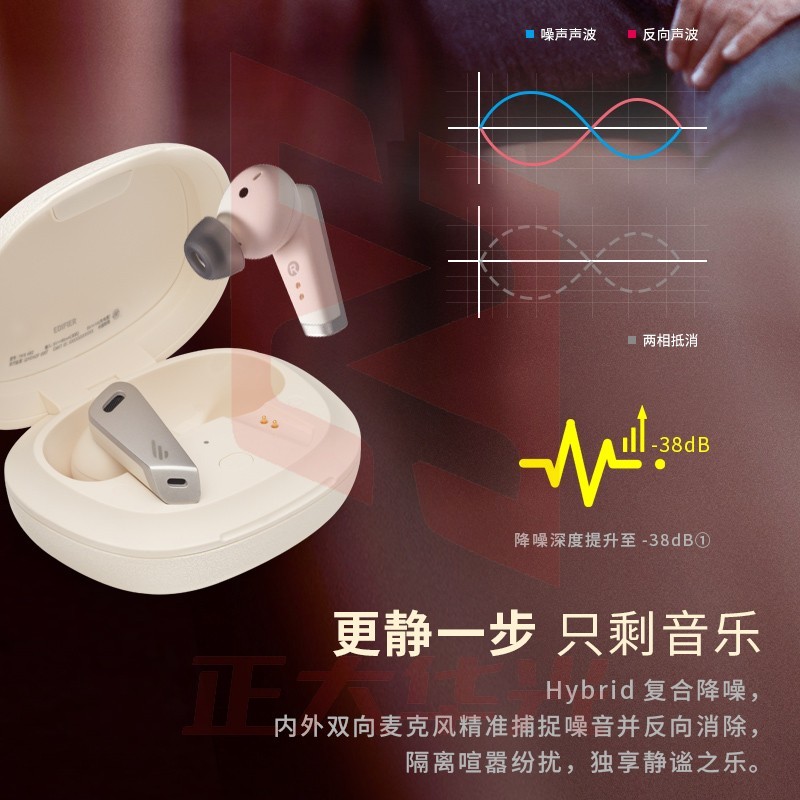 漫步者(EDIFIER)TWS NB2 Pro真无线降噪蓝牙耳机   通用苹果安卓手机 宁静黑 (XTGM202308151253530)