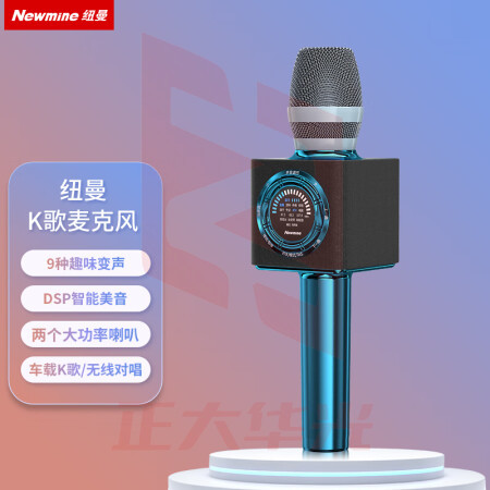 纽曼(Newmine)MC66 无线话筒音响一体麦克风机收音麦全民K歌娱乐直播手机蓝牙车载动圈麦克风双喇叭 蓝色(XTGM2023081613165814)