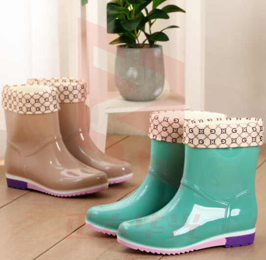 中筒雨鞋女短筒水鞋水靴女保暖加绒塑胶鞋防滑防水牛筋底 尺码备注(XTGM202308141032062)