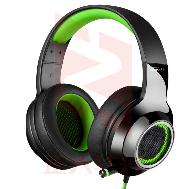 漫步者(EDIFIER)HECATE G4 USB7.1声道 头戴式 带线控 电脑耳麦耳机 黑绿色 (XTGM202308151252341)