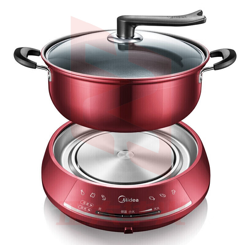 美的（Midea）电火锅大容量 家用多功能分体可拆洗不沾电热锅电煮锅电炒锅料理锅 易清洗可煎烤 DHY28 红色4.5L