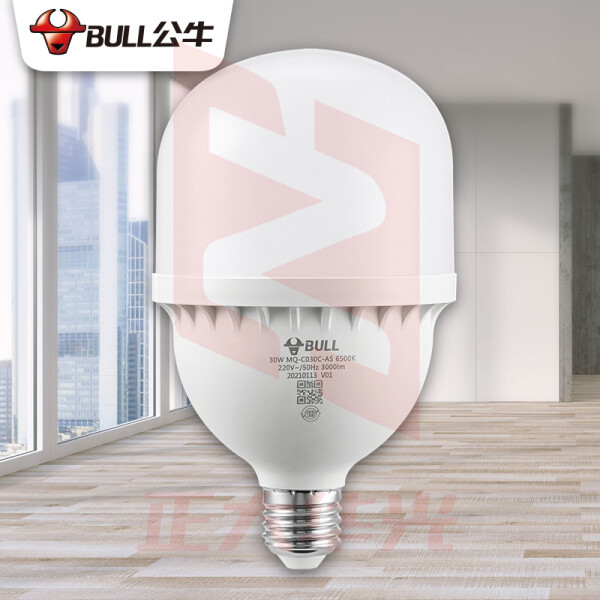 公牛(BULL)LED灯泡高亮球泡螺旋螺口白光柱形灯厂房车间商超食堂 30W球泡白光6500KE27螺口  (XTGM202307201339142)