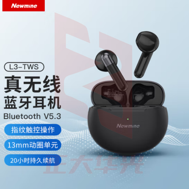 纽曼(Newmine)LY02 TWS真无线蓝牙耳机 入耳式耳机 蓝牙耳机 无线耳机 适用于苹果华为手机等电量数显 黑色 (XTGM202308161325006)