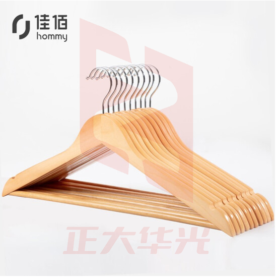 衣架 实木晾衣架 10支装 原木色 凹槽衣服架子挂无痕晒衣架  XTGM202304261113470