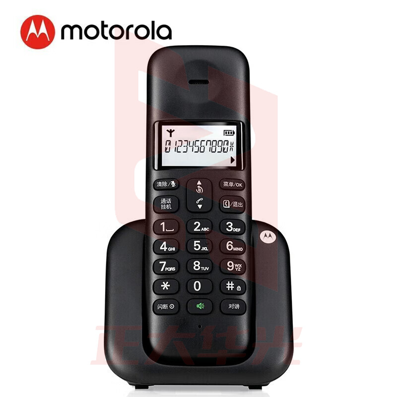 摩托罗拉(Motorola)T301C数字无绳电话机无线座机 大屏幕白色背光 清晰免提 家用办公单机 (黑色)AVHM04110851403950