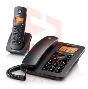 摩托罗拉(Motorola)数字无绳电话机 无线座机 子母机一拖一 办公家用 免提 来电显示 低辐射C4200C 黑色RKFV04110907577687