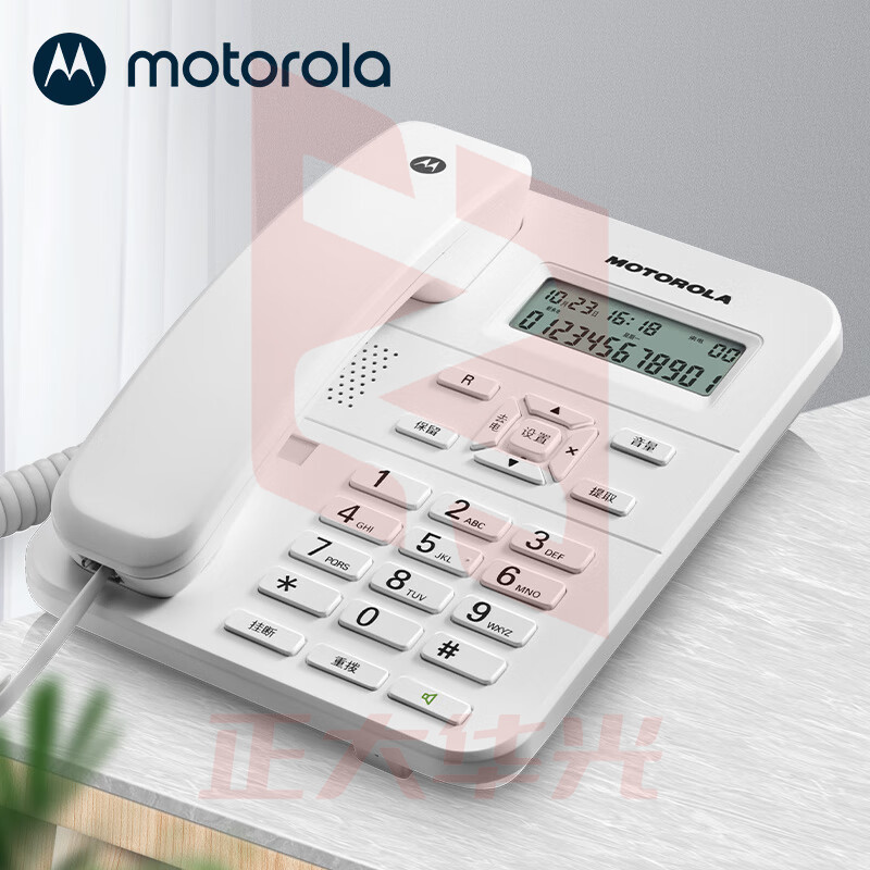 摩托罗拉(Motorola)CT202C 电话机座机 固定电话 办公家用 免电池 免提 欧式时尚(白色) HGPN04120948091837