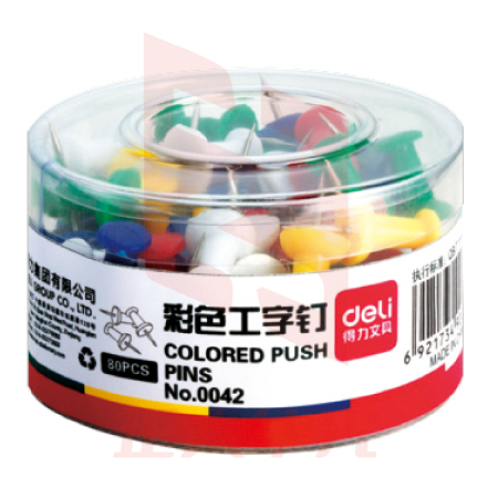 得力0042彩色工字钉(混)(80枚/筒)XTGM02211347216584