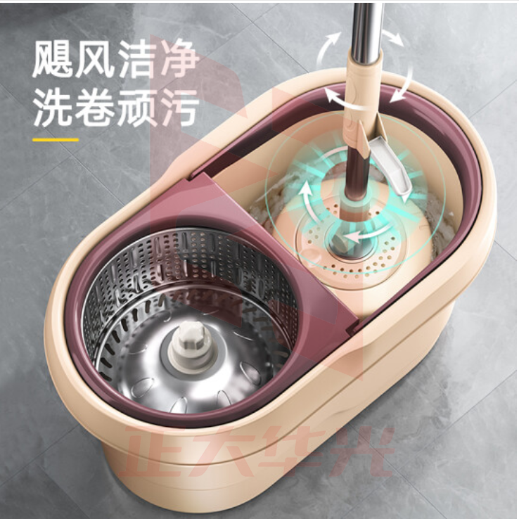 家杰优品 旋转拖把桶免手洗拖布桶懒人墩布好神拖手压式自甩水地拖墩布2个头 JJ-A05    XTGM202302071251380