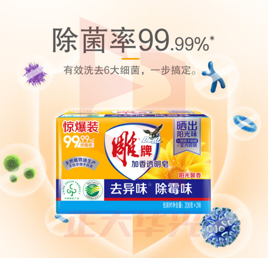雕牌 除菌加香透明皂/洗衣皂/肥皂206g XTGM02131045139268