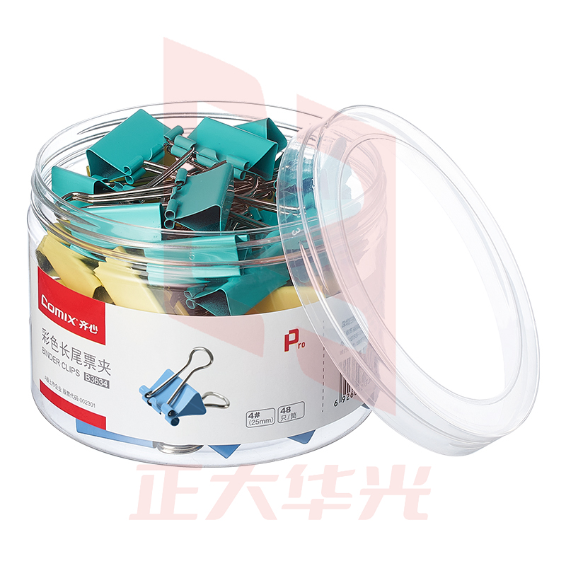 齐心 B3634长尾票夹 4# 25mm 48只/筒   XTGM01091038561795