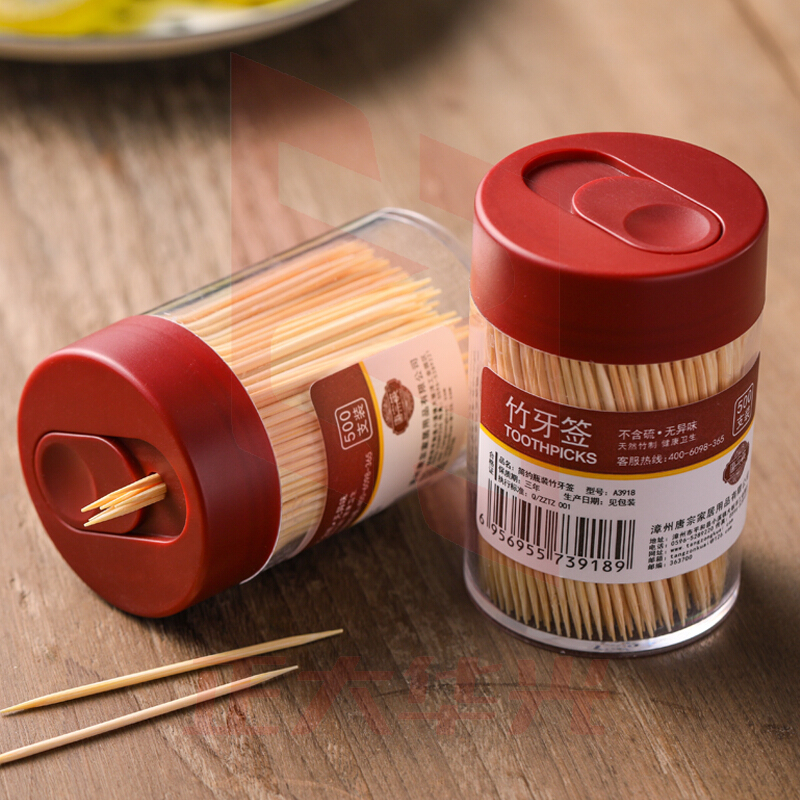 唐宗筷 竹牙签400支装 红简约 单罐装牙签 家用竹牙签 剔牙棒 牙线 A3918 XTGM202307191505590