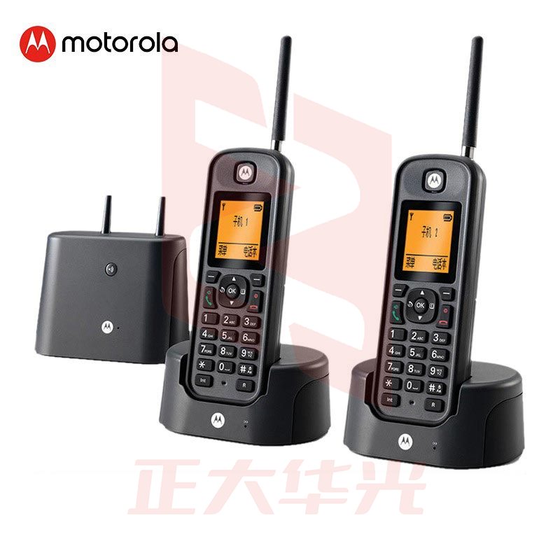 摩托罗拉(Motorola)远距离数字无绳电话机 无线座机 子母机套装 办公家用 中英文可扩展别墅定制 O202C 黑色RXQO04110857248243